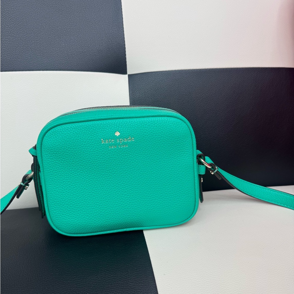 Kate Spade Mulberry Street Pyder Double Zipper crossbody bag teal cilantro